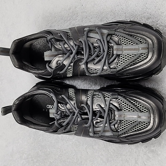 Asos Design Chunky Sneakers In Gunmetal - Picture 9 of 15